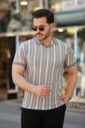 Erkek Yakalı örme Kumaş Kısa Kollu T-shirt resmi
